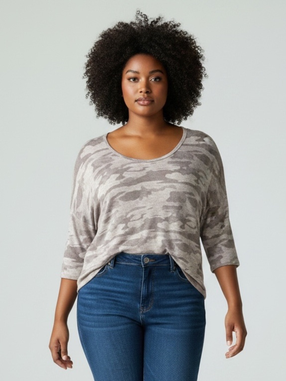 NWT Premise High/Low Grey Camouflage Top Size 1X​​​